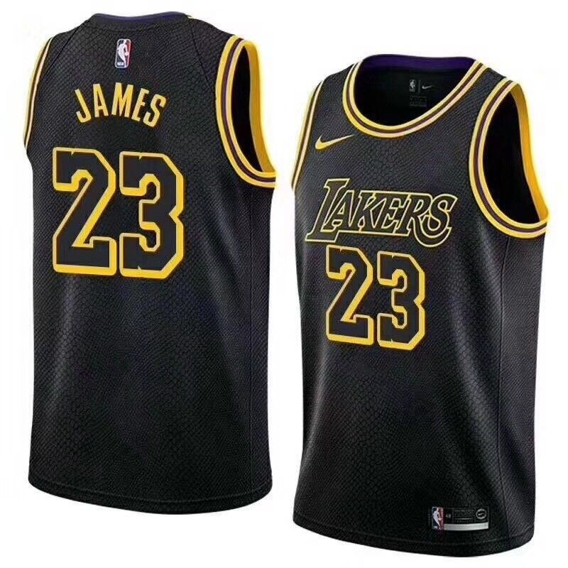 Men  Los Angeles Lakers #23 LeBron James Black Statement Nike NBA Jersey